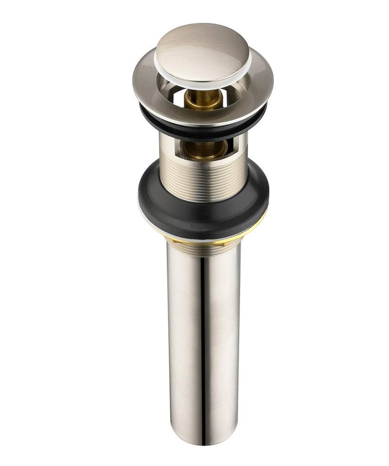 Purelux Bathroom Sink Drain Stopper Faucet Vanity Sink Pop Up Drain Assembly with Overflow, Brushed Nickel Finish - Image 1